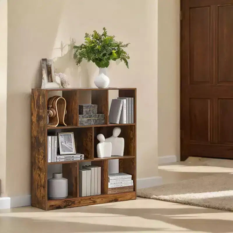 Cube Bookcase, Freestanding Storage Unit with 8 Open Compartments
